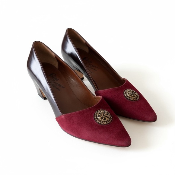 Vintage 60’s: Rosina Ferragamo Schiavone ⍟ Crystal Medallion Low Heels Pumps ⍟ 6 - Picture 1 of 16